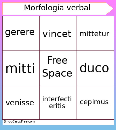 Morfología Verbal Bingo Card