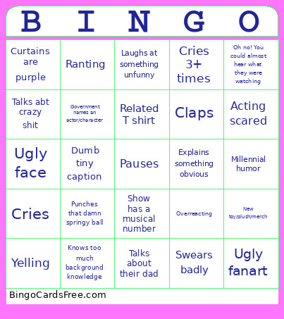 Morganreacts Bingo Card