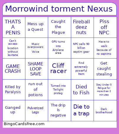 Morrowind Torment Nexus Bingo Card