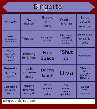 Morta's Bingo Card