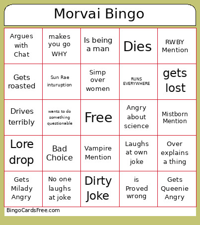 Morvai Bingo Card