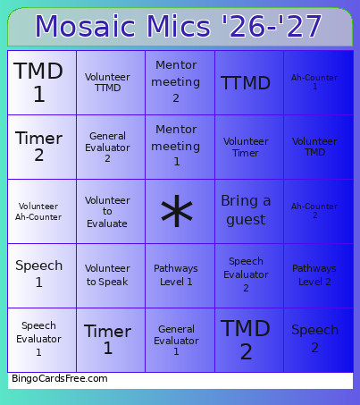 Mosaic Mics '26-'27 Bingo Card