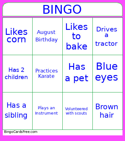 Mosborough Bingo Card