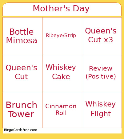 Mother's Day Bingo Card