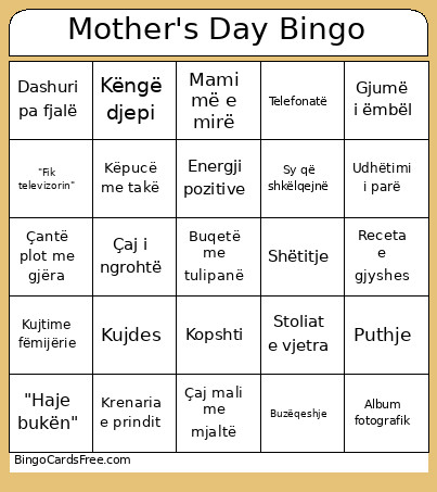 Mother's Day Bingo Card
