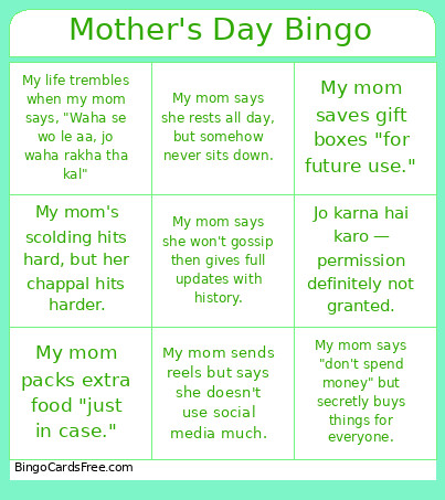 Mother's Day Bingo Card