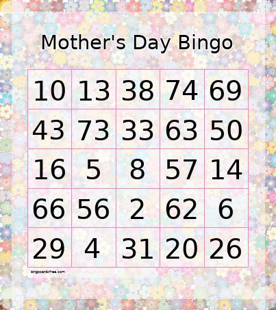 Mother's Day Number Bingo Floral
