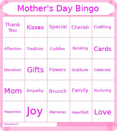 Mother's Day Word Bingo