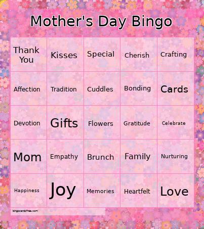 Mother's Day Word Bingo Flowers