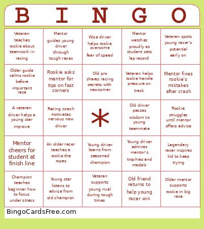 Motorsport movie Bingo