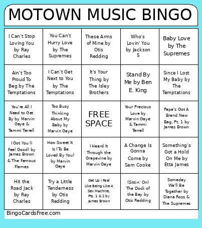 MOTOWN MUSIC Bingo Card