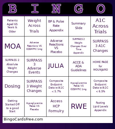 MOUNJARO SUMMER FUN Bingo