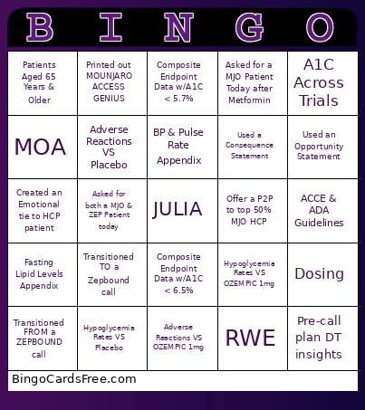 MOUNJARO SUMMER FUN Bingo