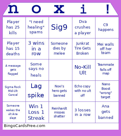 Movathon Bingo Card