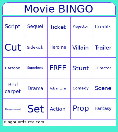 Movie Bingo Card 2