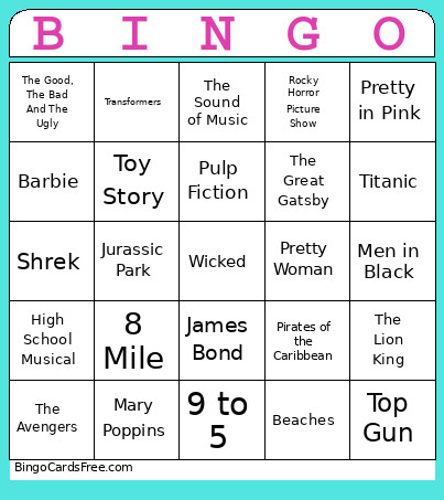 Movie Bingo Card