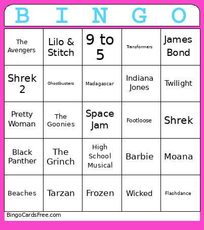Movie Bingo Card
