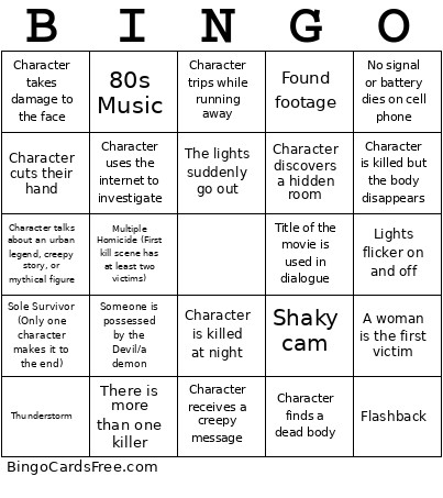 Movie Bingo Card