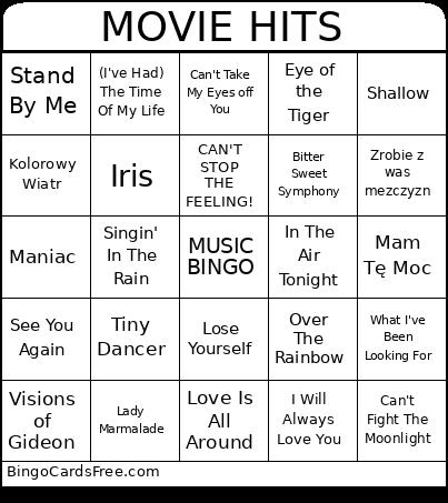 MOVIE HITS Bingo