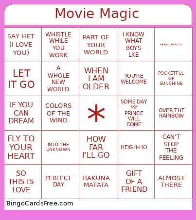 Movie Magic Bingo Card