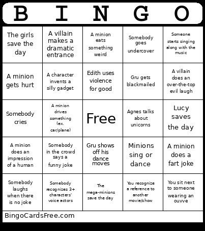 Movie Night Bingo Card