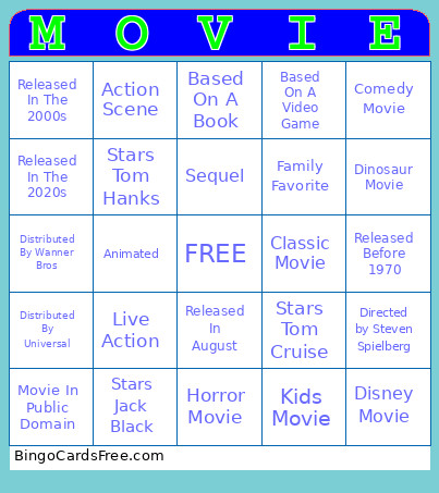 Movie Night Bingo Card