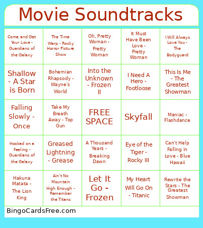Movie Soundtracks Bingo Card