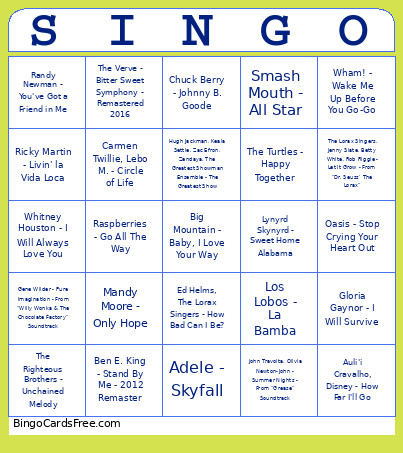 Movies Bingo Card