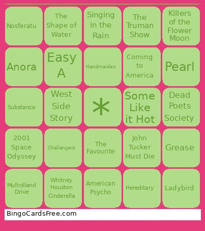 Movies I Want To Watch Bingo Card