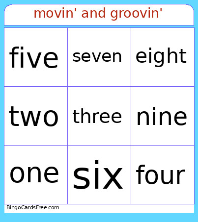 Movin' And Groovin' Bingo Card