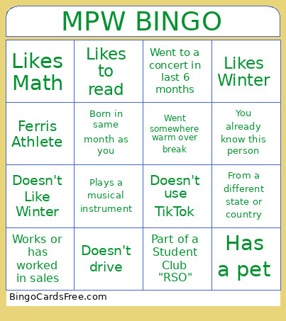 MPW Bingo Card