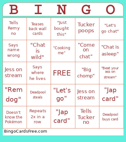 Mr. Cencal Stream Bingo Card