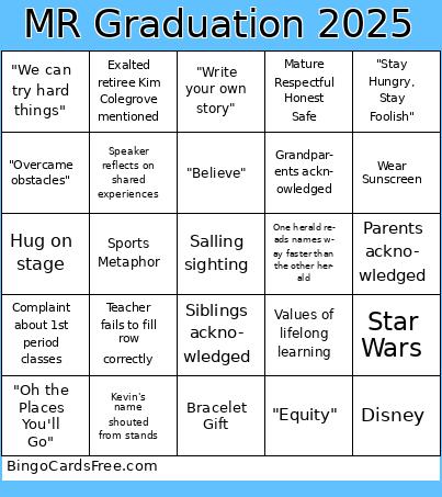 MR Graduation 2025 Bingo