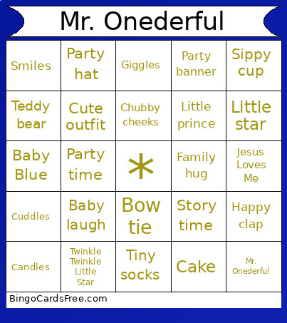 Mr. Onederful Bingo Card