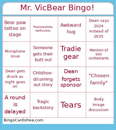 Bingo Cards Free Pdf Printable Game, Title: Mr. VicBear Bingo!