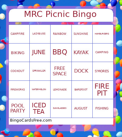 MRC Picnic Bingo Card