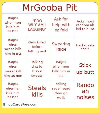MrGooba Pit Bingo Card