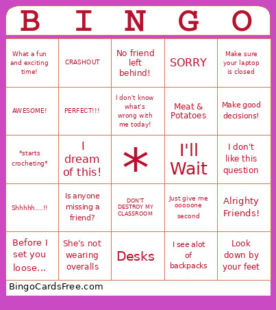 Mrs. Beasley Bingo Card