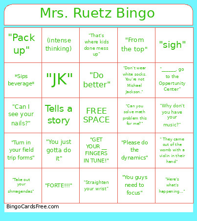 Mrs. Ruetz Bingo Card