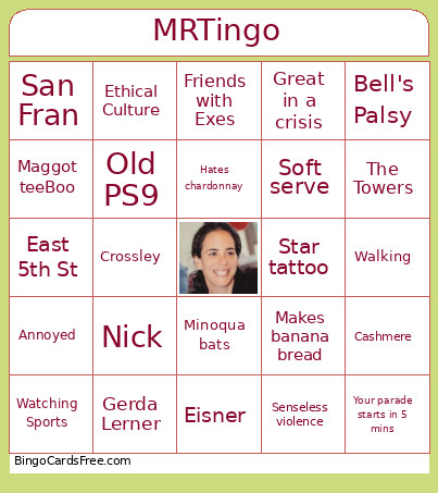 MRTingo Bingo Card