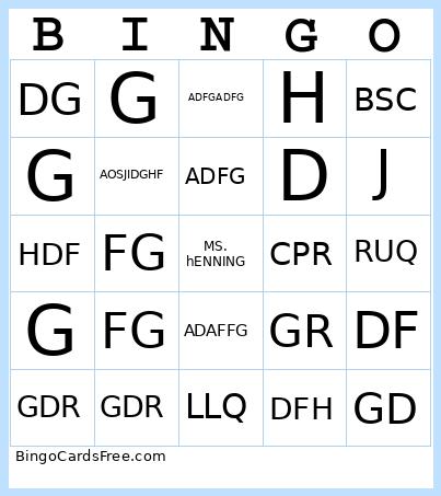 mS. hENNING BINGO