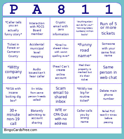 MSA Bingo Card