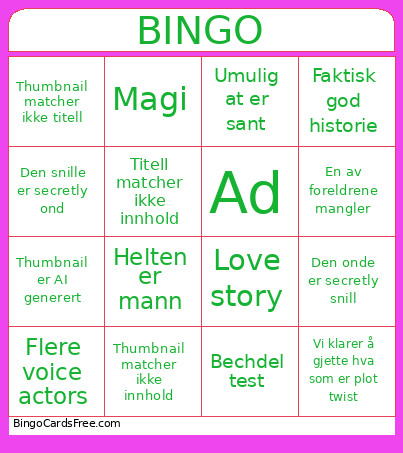 MSAAA Bingo Card