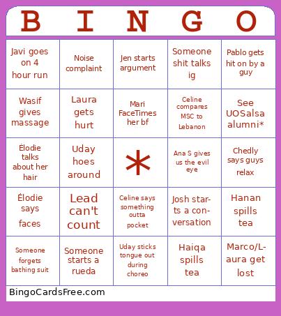 MSC Weekend Bingo