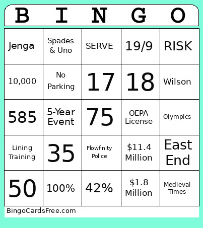 MSD WWC 2025 Accomplishments Bingo Card