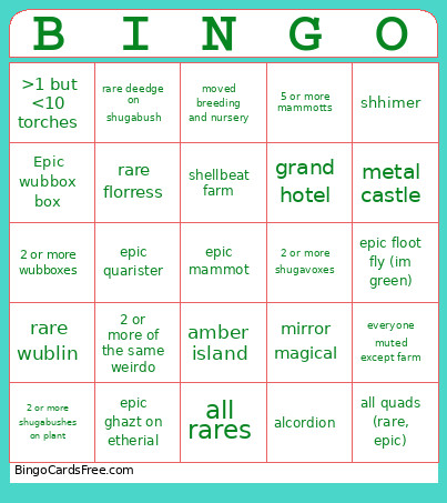Msm Bingo Card