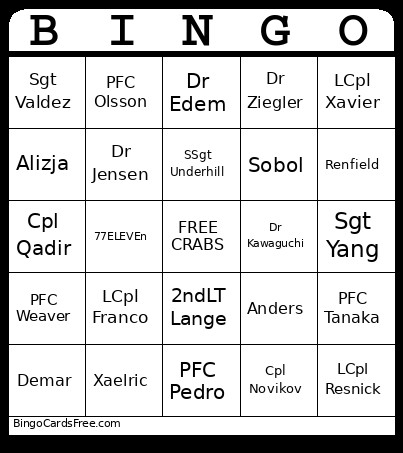 MTHSHP Bingo Card