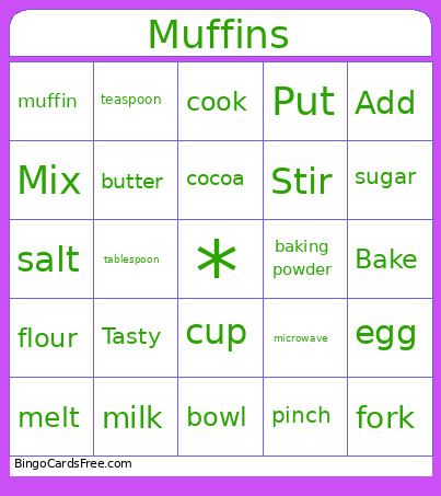 Muffins Bingo Card
