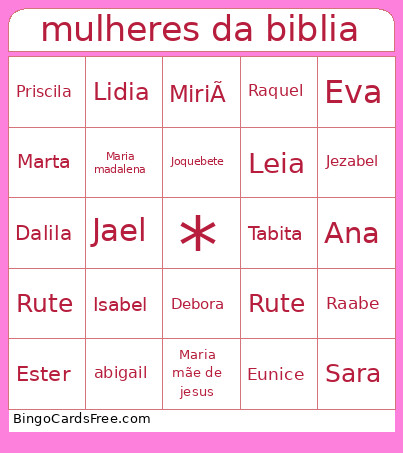Mulheres Da Biblia Bingo Card