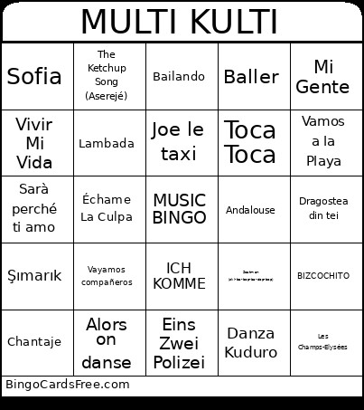 MULTI KULTI Bingo Card